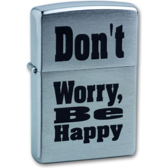 Зажигалка Zippo Don't Worry, Brushed Chrome, серебристая